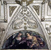 Santas Cecilia y Polonia; Pintura mural y yeser&iacute;a de la b&oacute;veda de la nave centra
