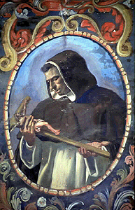 Santo o Beato; Pintura mural de los muros de la nave