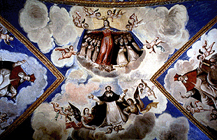 Virgen protectora de los Dominicos; Pintura mural de la bóveda