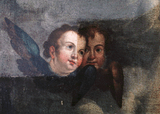 Enlace a Detalle con corte de limpieza de Inmaculada con el retrato de Vázquez de Leca. Autor: Francisco Pacheco (Se abrirá en una nueva ventana)
